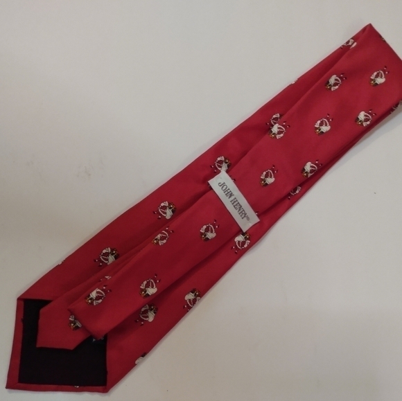 John Henry Vintage Santa Novelty 100% Silk Tie, Red Pre-owned - Picture 2 of 5